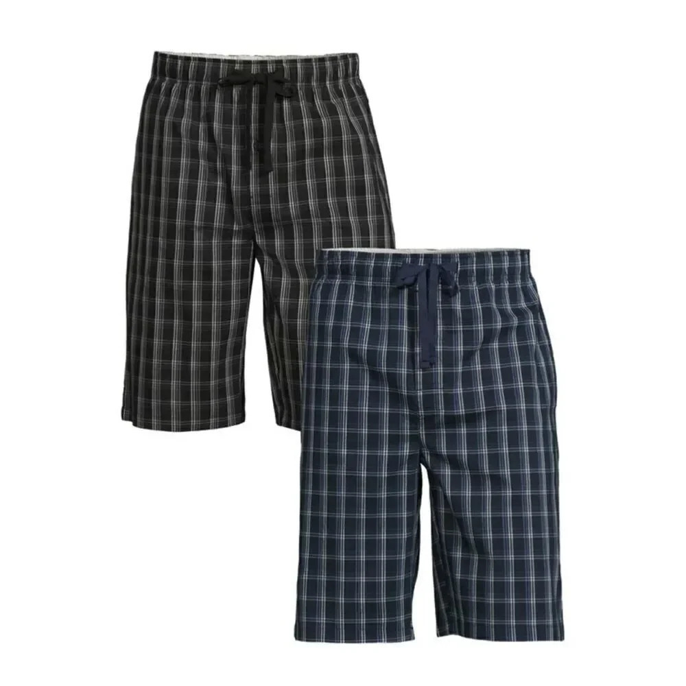 Hanes Men's and Big Men's Woven Stretch Sleep Jam Shorts, 2-Pack Small NWOT